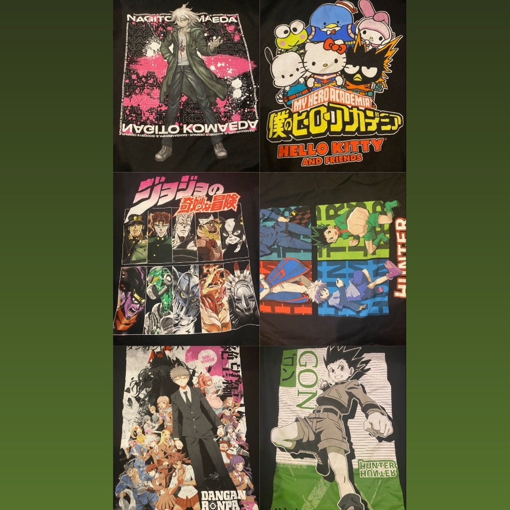 Anime tee shirt lot, Hunter x hunter, mha, danganronpa, jojos bizarre adventure